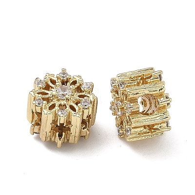Brass Clear Cubic Zirconia Beads KK-D228-27G-1