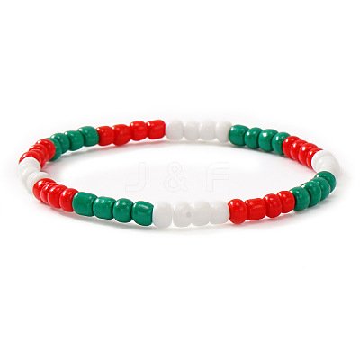 Christmas Glass Seed Beaded Stretch Bracelets for Women OT9576-8-1