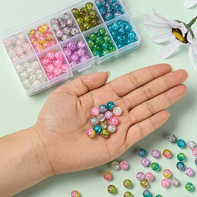 210~250Pcs 10 Style Spray Painted Crackle Glass Beads CCG-YW0001-06-1