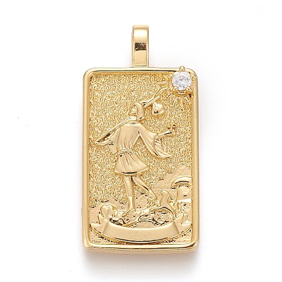 Brass Micro Pave Clear Cubic Zirconia Pendants X-ZIRC-Z004-01P-1