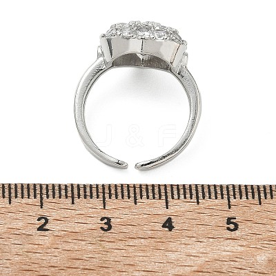 Brass Micro Pave Cubic Zirconia Cuff Open Rings RJEW-C163-03A-P-1