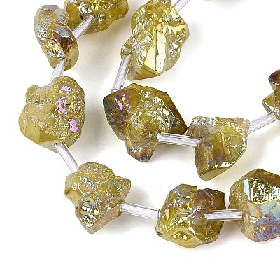 Dyed Electroplate Raw Rough Natural Amethyst Beads Strands G-Q610-05G-1