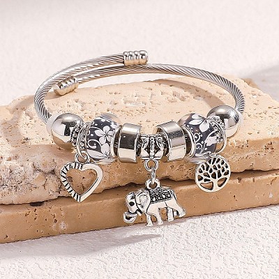 Alloy Beads European Bangles FS-WG24546-01-1