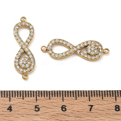 304 Stainless Steel Micro Pave Clear Cubic Zirconia Connector Charms CU-CBAF0F8-04G-1