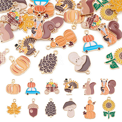 24Pcs 12 Styles Thanksgiving Day Alloy Enamel Pendants ENAM-TA0002-59-1
