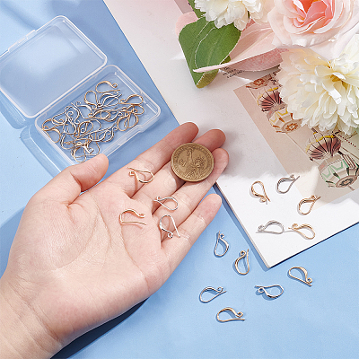 48Pcs 2 Colors Brass Earring Hooks KK-BC0010-66-1