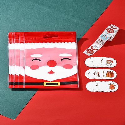 Christmas Theme Rectangle Plastic Zip Top Candy Storage Bags OPP-FS0001-11-1