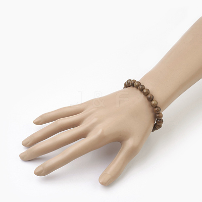 Natural Dyed Sandalwood Beads Stretch Bracelets BJEW-JB03843-01-1