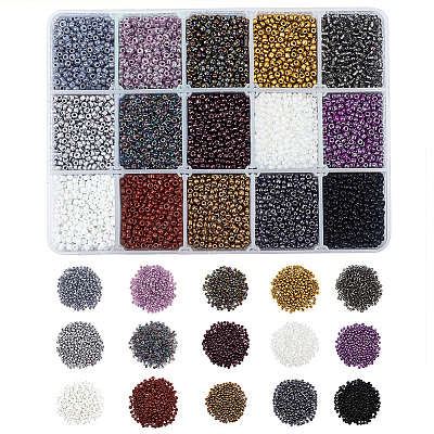 300G 15 Style Glass Seed Beads SEED-NB0001-38-1