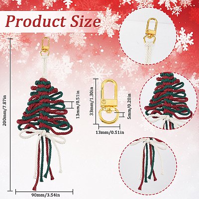 DIY Handmade Woven Cotton Christmas Tree Keychain Making Kits DIY-SC0028-13B-1