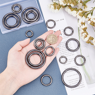 20Pcs 5 Style Alloy Spring Gate Ring PALLOY-PH0001-72B-1