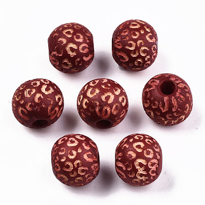 Painted Natural Wood Beads WOOD-T021-53A-08-1