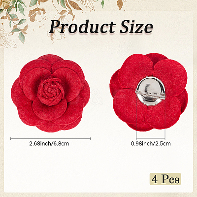4Pcs Cloth Art Camelia Brooch Pins JEWB-CN0001-03C-1
