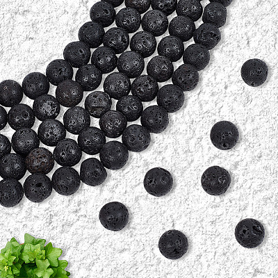 5 Strands Natural Lava Rock Round Beads Strands G-LT0001-02A-02-1