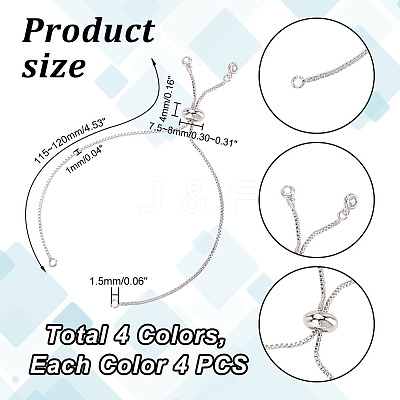 16Pcs 4 Colors Rack Plating Brass Chain Bracelet Making KK-HY0001-80-1
