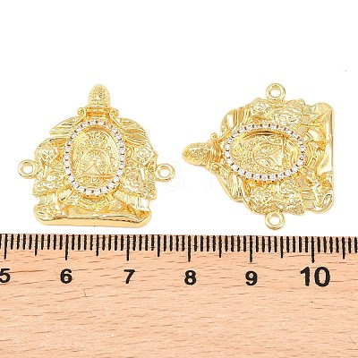 Brass Micro Pave Clear Cubic Zirconia Religion Ganesha Connector Charms KK-F931-07G-1
