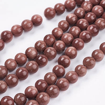 Synthetic Goldstone Bead Strands G-R193-04-8mm-1
