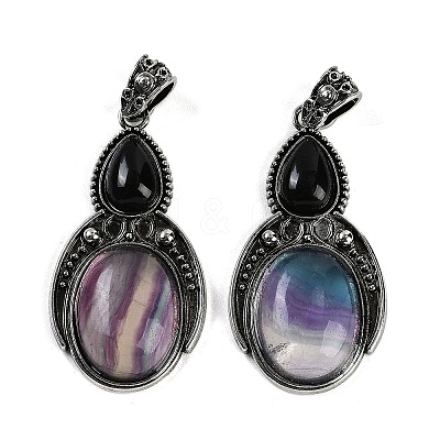 Natural Colorful Fluorite & Obsidian Pendants G-I370-08AS-03-1