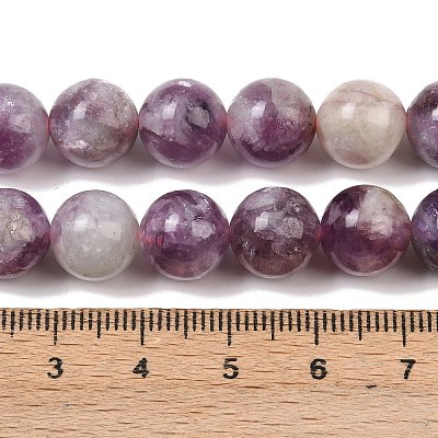 Natural Lepidolite/Purple Mica Stone Beads Strands G-G160-A01-02A-1