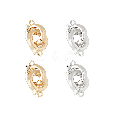 4Pcs 2 Colors Brass Double Fold Over Clasps FIND-FH0010-40-1