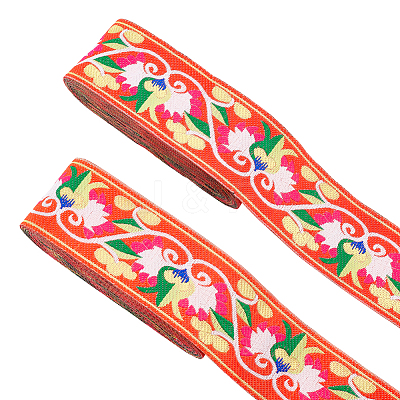 Ethnic Style Polyester Ribbons OCOR-WH0079-65B-1