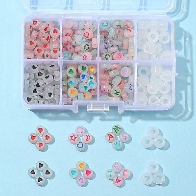 6 Style Luminous Acrylic & Transparent Plastic Beads MACR-FS0001-24-1