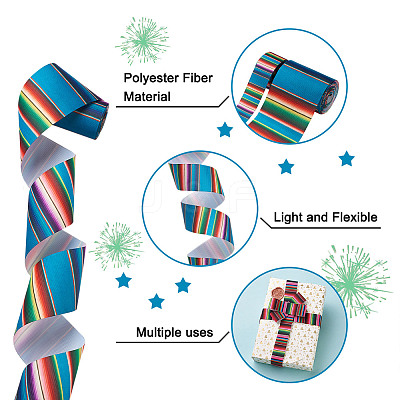 2Rolls 2 Styles Stripe Pattern Printed Polyester Grosgrain Ribbon OCOR-TA0001-37N-1