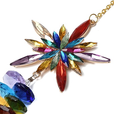 Alloy Glass Teardrop & Star Charm Suncatchers HJEW-E013-02G-1