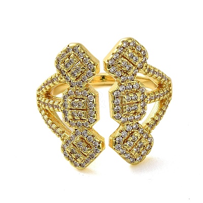 Brass with Cubic Zirconia Rings RJEW-B057-04G-04-1