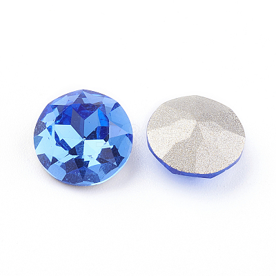 Pointed Back & Back Plated Glass Rhinestone Cabochons X-RGLA-J012-8mm-206-1
