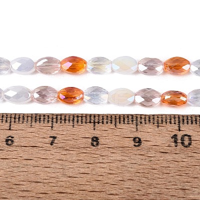 Electroplate Imitation Jade & Opaque & Transparent Glass Beads Strands EGLA-Q135-4x6MM-01C-1