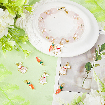 8Pcs 2 Styles Brass Enamel Pendants KK-BBC0025-04-1