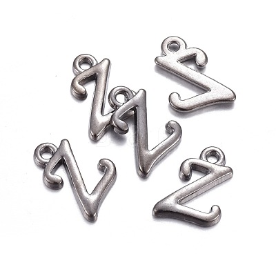 Gunmetal Plated Alloy Letter Pendants PALLOY-P097-03-Z-1