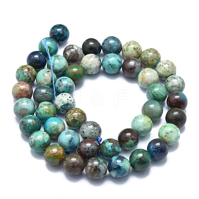 Natural Chrysocolla and Lapis Lazuli Beads Strands G-M353-A03-9mm-1