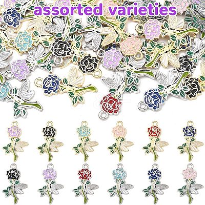 30Pcs 2 Colors Alloy Enamel Pendants ENAM-YW0008-78-1
