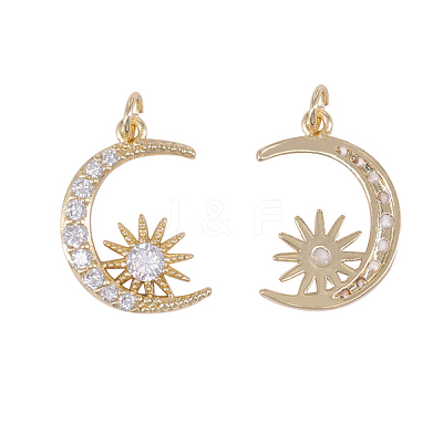 Brass Micro Pave Clear Cubic Zirconia Pendants ZIRC-WH0002-06-1