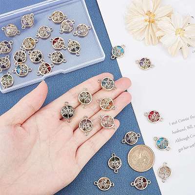 28pcs 7 colors Glass Connector Charms GLAA-PH0002-56P-1