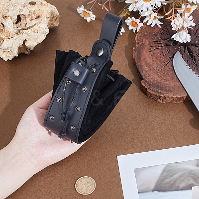 Medieval PU Leather Waist Belt Pouches with Alloy Rivets AJEW-WH0678-30B-1