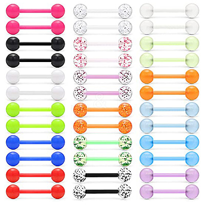 36Pcs Glow in the Dark Acrylic Straight Barbell Tongue Rings Set FS-WG0C136-01-1