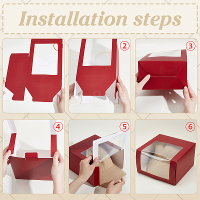 Foldable Cardboard Gift Cap Storage Boxes with Clear PVC Window CON-WH0099-66B-1
