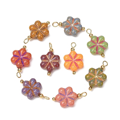 Baking Paint & Golden Metal Enlaced Glass Pendants GL-CBA010C-06G-1