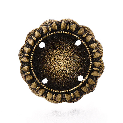 Adjustable Flower Alloy & Iron Bezel Cup Ring Base with Rotatable Tray MAK-T012-07AB-1
