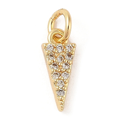 Brass Micro Pave Clear Cubic Zirconia Pendants ZIRC-P121-02G-1