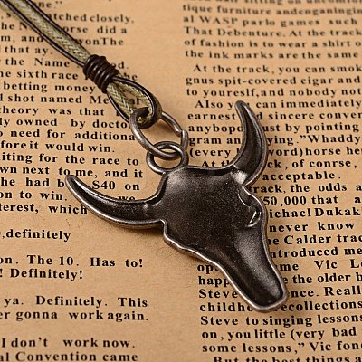 Vintage Leather Cord Pendant Necklaces NJEW-M175-23-1