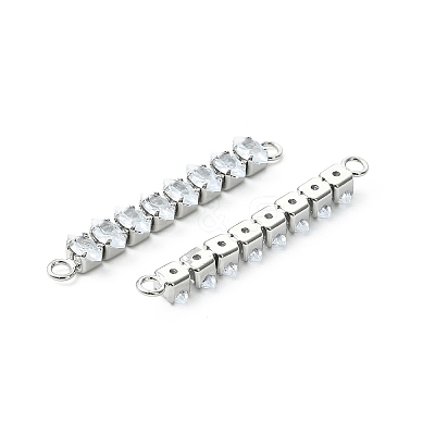 SHEGRACE Brass Pave Clear Cubic Zirconia Connector Charms XGRQ3P157-642P-1