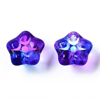 Two Tone Transparent Spray Painted Glass Beads GGLA-S054-011D-02-1