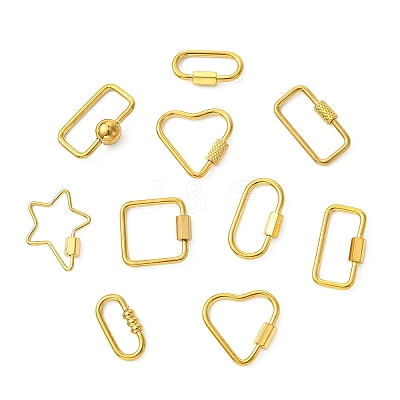 12Pcs 12 Styles 304 Stainless Steel Keychain Clasps Ion Plating(IP) STAS-CJ0003-29-1