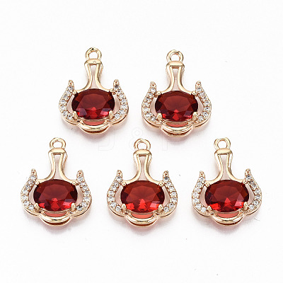 Brass Glass Rhinestone Pendants GLAA-S179-29B-RS-1