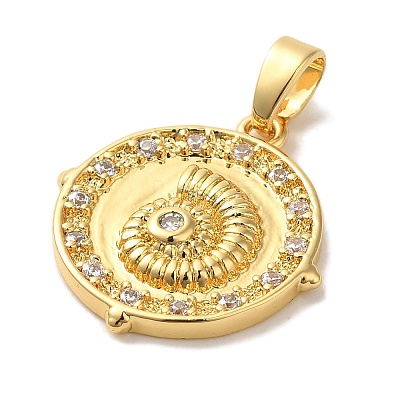 Rack Plating Brass Micro Pave Cubic Zirconia Pendant KK-U027-15G-1