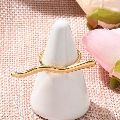 304 Stainless Steel Bar Open Cuff Rings for Women RJEW-Z077-01G-10-1